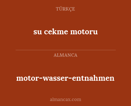 su cekme motoru - motor-wasser-entnahmen