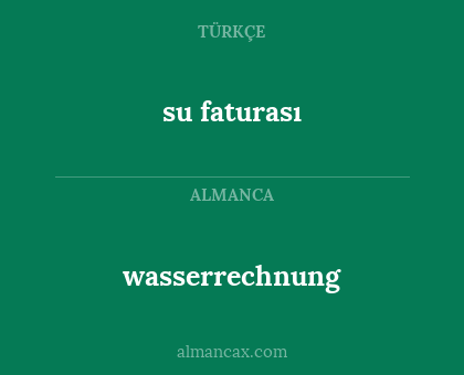 su faturası - wasserrechnung