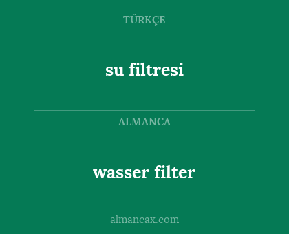 wasser filter - su filtresi