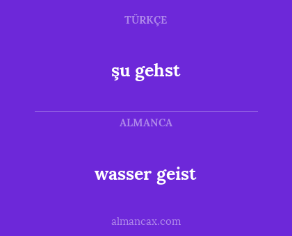wasser geist - şu gehst