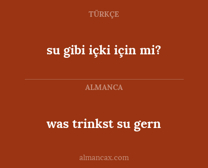 was trinkst su gern - su gibi içki için mi?