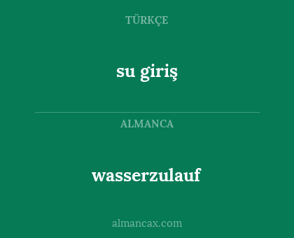 su giriş - wasserzulauf