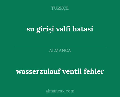 wasserzulauf ventil fehler - su girişi valfi hatasi