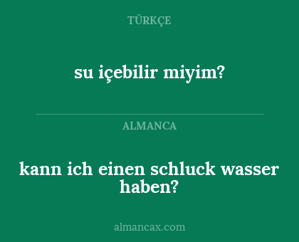su içebilir miyim? - kann ich einen schluck wasser haben?
