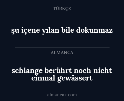 şu içene yılan bile dokunmaz - schlange berührt noch nicht einmal gewässert