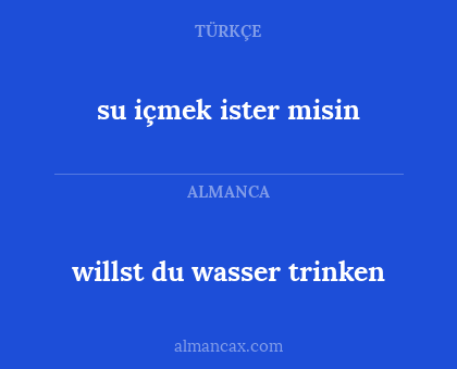 su içmek ister misin - willst du wasser trinken
