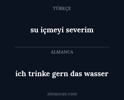 ich trinke gern das wasser - su içmeyi severim