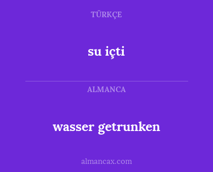 su içti - wasser getrunken