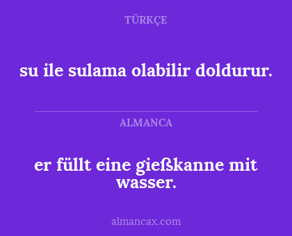 su ile sulama olabilir doldurur. - er füllt eine gießkanne mit wasser.