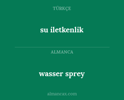 wasser sprey - su iletkenlik