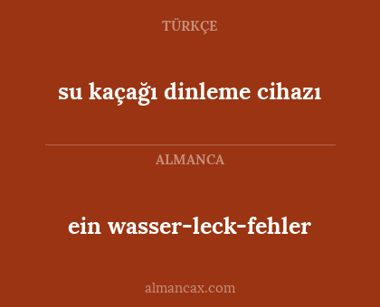 su kaçağı dinleme cihazı - ein wasser-leck-fehler