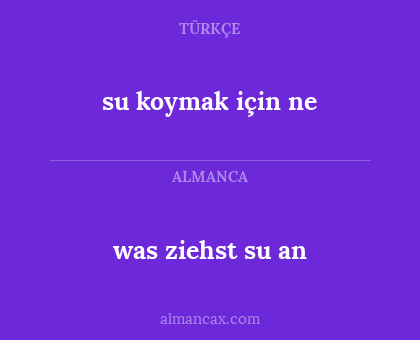 was ziehst su an - su koymak için ne