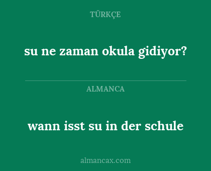 wann isst su in der schule - su ne zaman okula gidiyor?