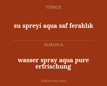 su spreyi aqua saf ferahlık - wasser spray aqua pure erfrischung