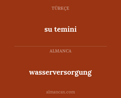 su temini - wasserversorgung