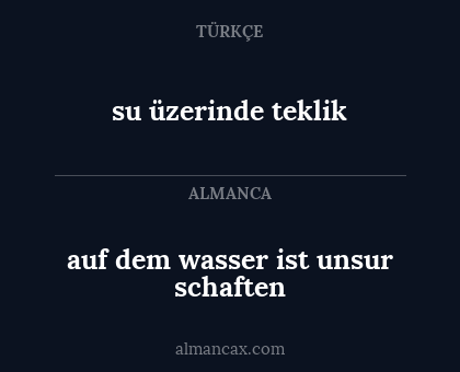 su üzerinde teklik - auf dem wasser ist unsur schaften
