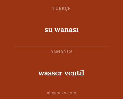 wasser ventil - su wanası