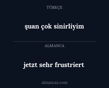 jetzt sehr frustriert - şuan çok sinirliyim