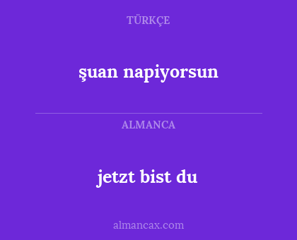 jetzt bist du - şuan napiyorsun