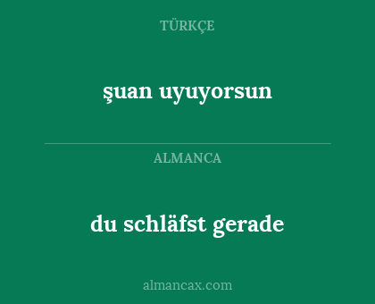 du schläfst gerade - şuan uyuyorsun