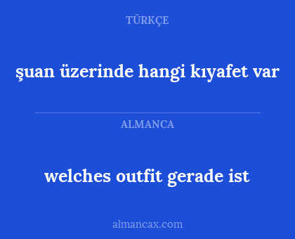 welches outfit gerade ist - şuan üzerinde hangi kıyafet var