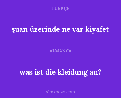 şuan üzerinde ne var kiyafet - was ist die kleidung an?