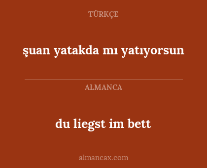 du liegst im bett - şuan yatakda mı yatıyorsun