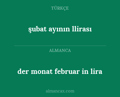 der monat februar in lira - şubat ayının llirası