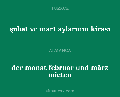 der monat februar und märz mieten - şubat ve mart aylarının kirası