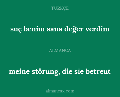 meine störung, die sie betreut - suç benim sana değer verdim