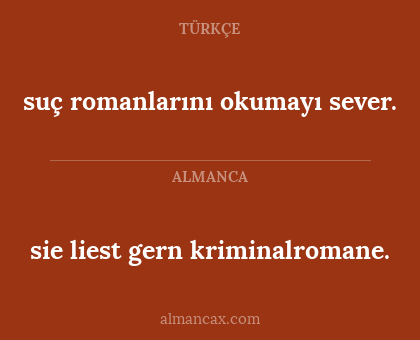 sie liest gern kriminalromane. - suç romanlarını okumayı sever.