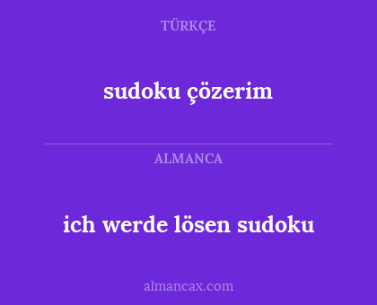 sudoku çözerim - ich werde lösen sudoku