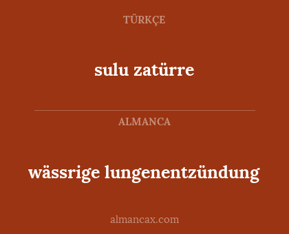 wässrige lungenentzündung - sulu zatürre