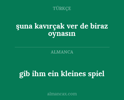 şuna kavırçak ver de biraz oynasın - gib ihm ein kleines spiel