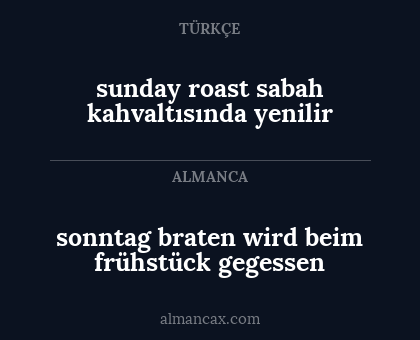 sunday roast sabah kahvaltısında yenilir - sonntag braten wird beim frühstück gegessen