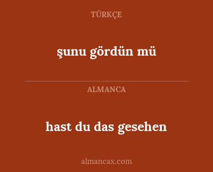 şunu gördün mü - hast du das gesehen