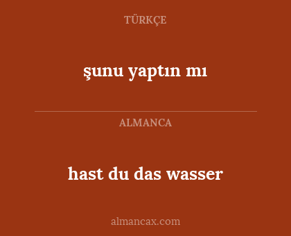 şunu yaptın mı - hast du das wasser