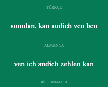 sunulan, kan audich ven ben - ven ich audich zehlen kan
