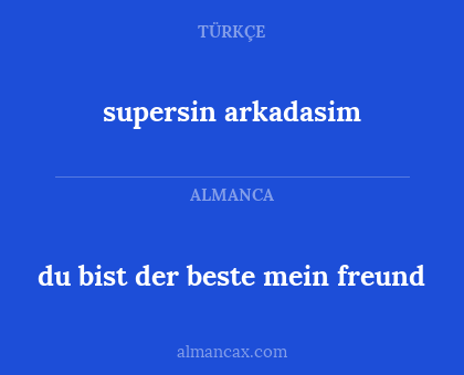 supersin arkadasim - du bist der beste mein freund