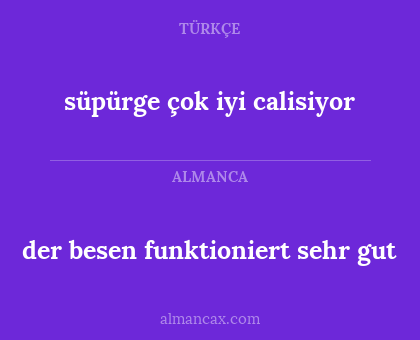 der besen funktioniert sehr gut - süpürge çok iyi calisiyor
