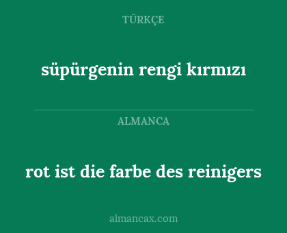 rot ist die farbe des reinigers - süpürgenin rengi kırmızı