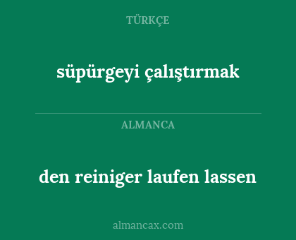 süpürgeyi çalıştırmak - den reiniger laufen lassen