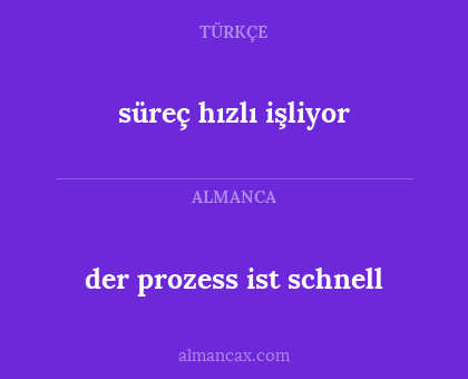 der prozess ist schnell - süreç hızlı işliyor