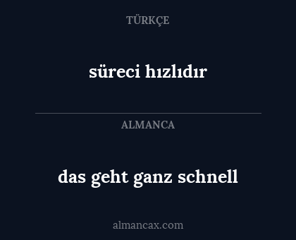 süreci hızlıdır - das geht ganz schnell