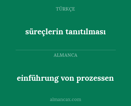süreçlerin tanıtılması - einführung von prozessen