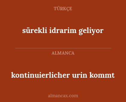 kontinuierlicher urin kommt - sürekli idrarim geliyor