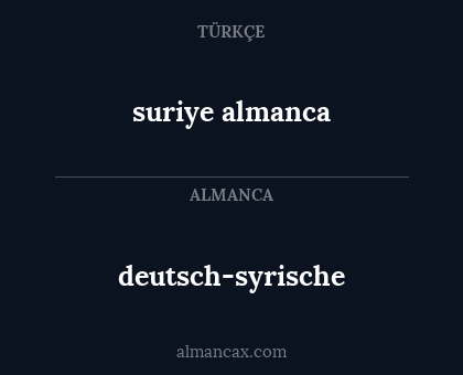 suriye almanca - deutsch-syrische
