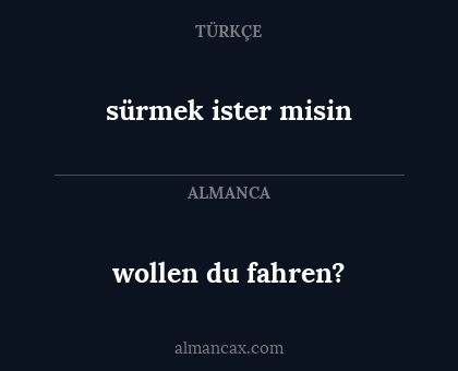 sürmek ister misin - wollen du fahren?