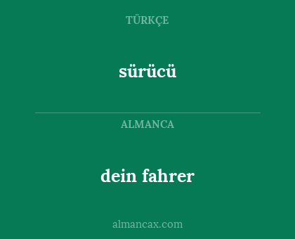 sürücü - dein fahrer