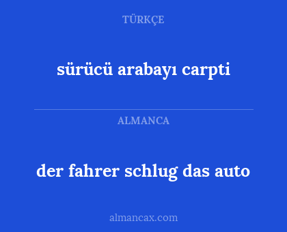 der fahrer schlug das auto - sürücü arabayı carpti